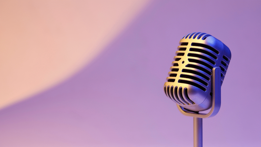 purple and silver modern public speaking presentation